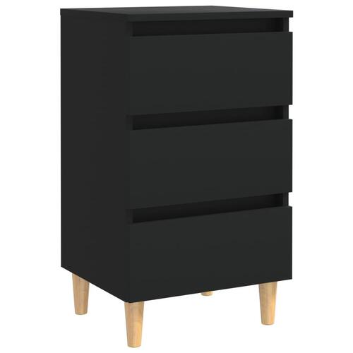Sengeskabe m. massive træben 2 stk. 40x35x69 cm sort