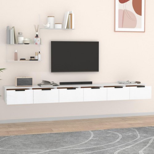Vægskabe 2 stk. 102×30×20 cm i konstrueret træ - hvid