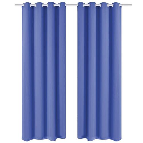 Lysdæmpende gardiner 2 stk. med metalsnøreringe 135x175 cm blå