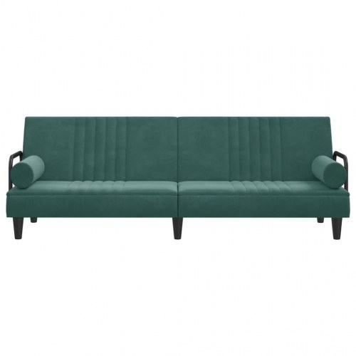 Sovesofa med armlæn velour mørkegrøn