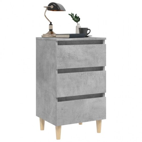Sengeskabe med massive træben - 2 stk. 40×35×69 cm, betongrå