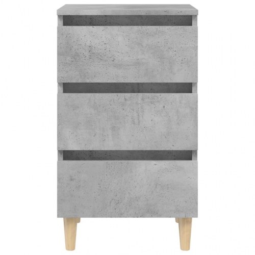 Sengeskabe med massive træben - 2 stk. 40×35×69 cm, betongrå