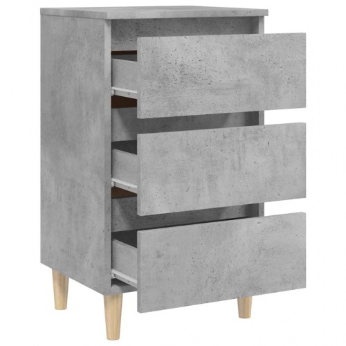 Sengeskabe med massive træben - 2 stk. 40×35×69 cm, betongrå