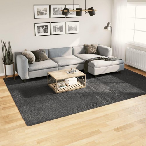 Gulvtæppe IZA 240×340 cm - kort luv, skandinavisk look, antracitgrå