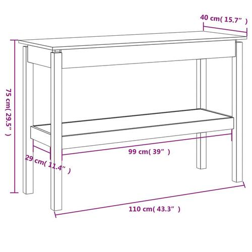 Konsolbord 110x40x75 cm massivt fyrretræ