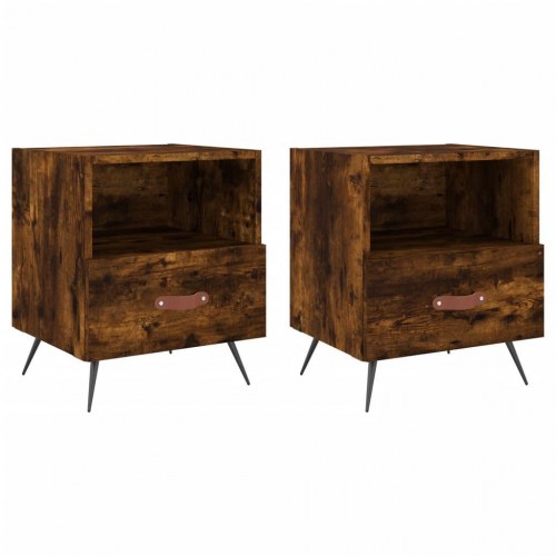 Sengeborde 2 stk. 40x35x47,5 cm konstrueret træ røget egetræ