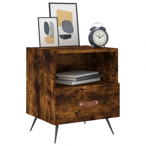 Sengeborde 2 stk. 40x35x47,5 cm konstrueret træ røget egetræ