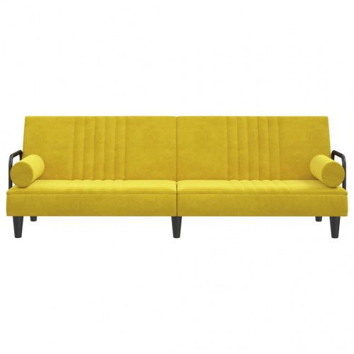 Sovesofa med armlæn i velour - gul