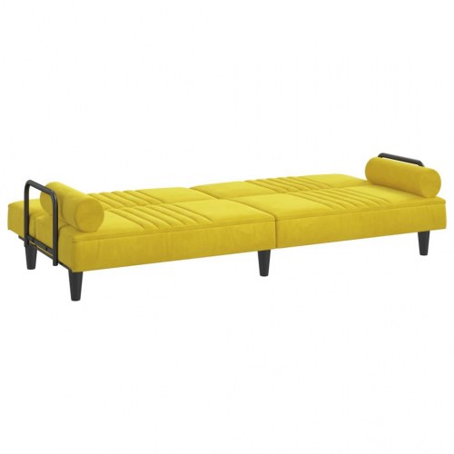 Sovesofa med armlæn i velour - gul