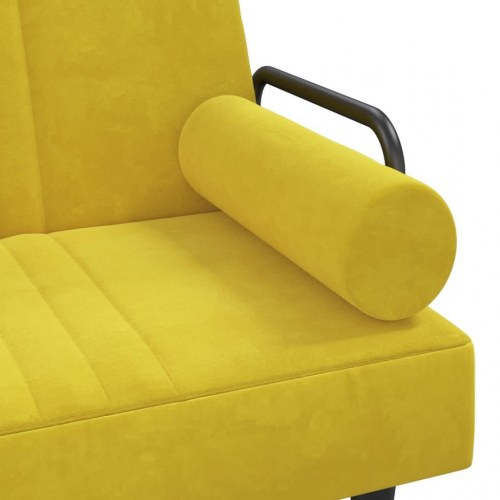Sovesofa med armlæn i velour - gul