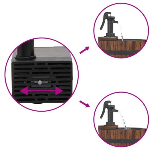 Fontæne med pumpe og hjul 55x55x80 cm massivt fyrretræ