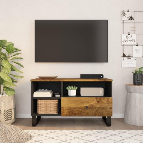 Tv-bord 80x33x46 cm i massivt mangotræ og konstrueret træ