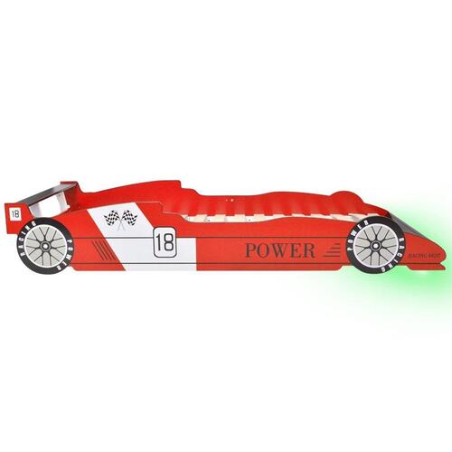 LED racerbilseng til børn 90 x 200 cm rød