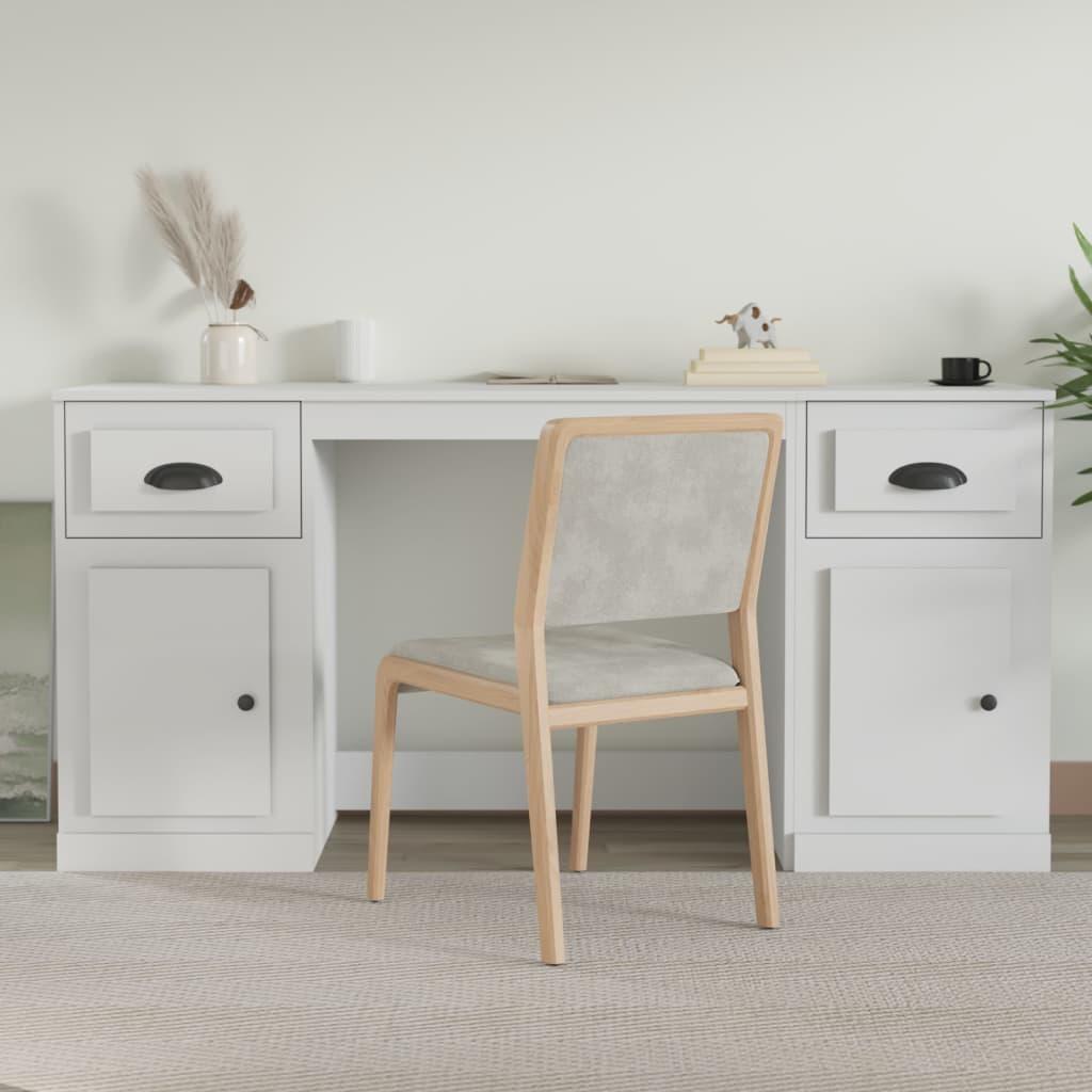 Skrivebord med skabe i konstrueret træ 154,5 x 50 x 75 cm - hvid