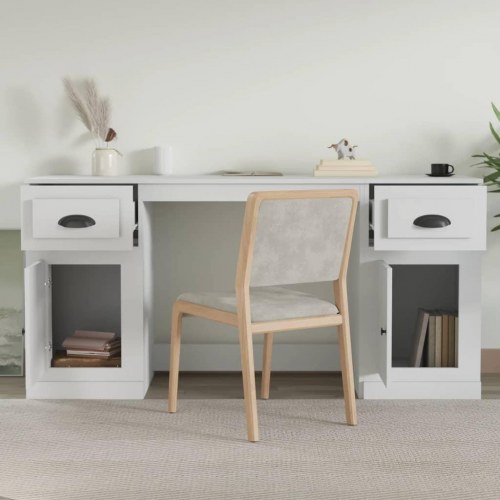 Skrivebord med skabe i konstrueret træ 154,5 x 50 x 75 cm - hvid