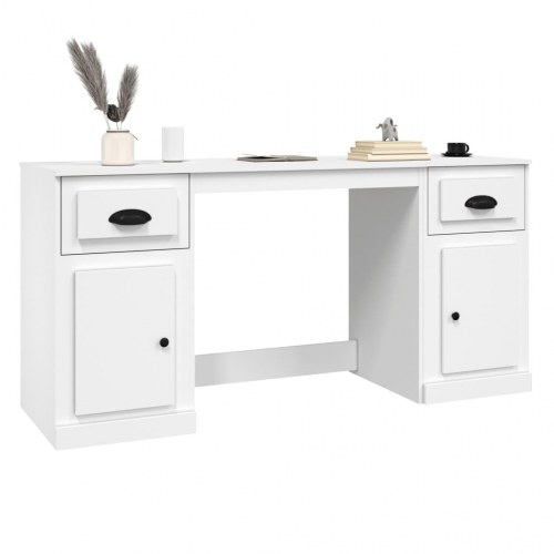 Skrivebord med skabe i konstrueret træ 154,5 x 50 x 75 cm - hvid