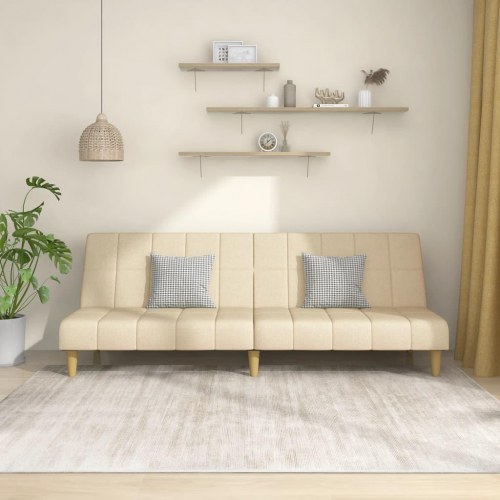 2-personers sovesofa i stof - cremefarvet, daybed med træstel