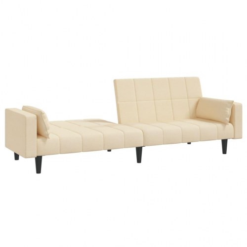 2-personers sovesofa med 2 puder - stof, cremefarvet