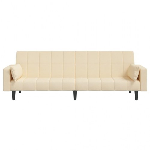 2-personers sovesofa med 2 puder - stof, cremefarvet