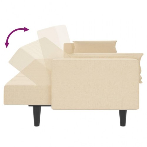 2-personers sovesofa med 2 puder - stof, cremefarvet
