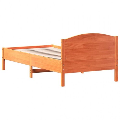 Sengeramme uden madras 75 x 190 cm i massivt fyrretræ - gyldenbrun