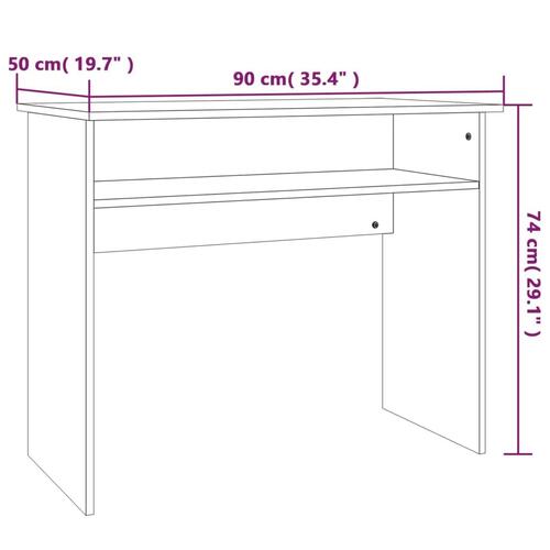 Skrivebord 90x50x74 cm konstrueret træ brun egetræsfarve