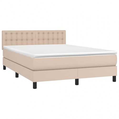 Kontinentalseng med LED-lys 140x190 cm - kunstlæder, cappuccino
