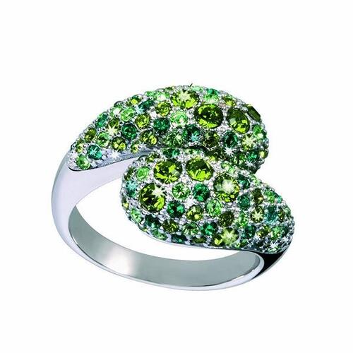 Glamour ring til kvinder GR33-84, grøn, justerbar (str. 19)