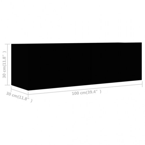 Tv-skabssæt 2 dele konstrueret træ sort