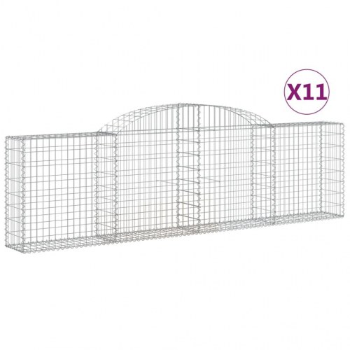 Buede gabionkurve - 11 stk. 300×30×80/100 cm i galvaniseret jern