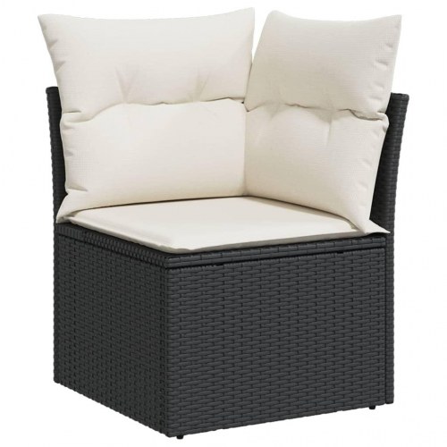 Sofasæt til haven 7 dele med hynder i polyrattan sort