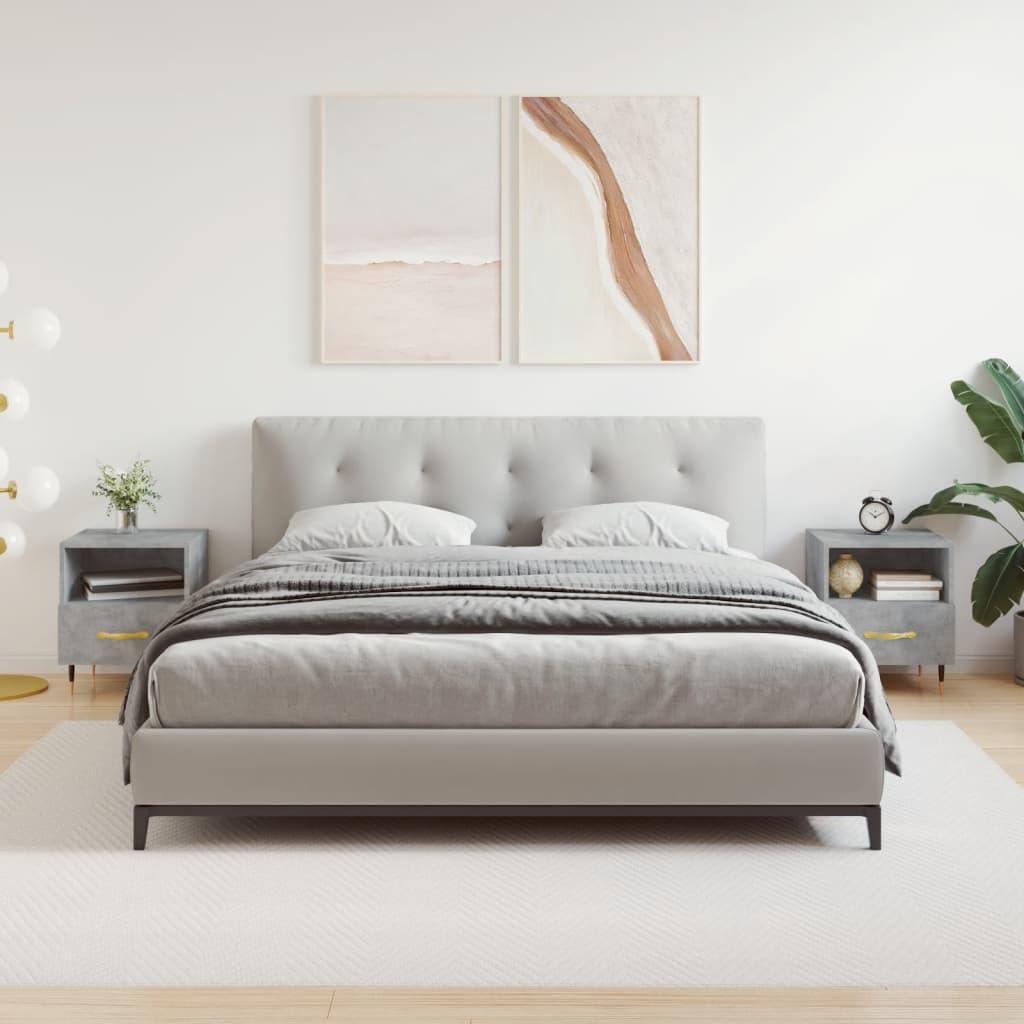 Sengeborde 2 stk. 40x35x47,5 cm konstrueret træ betongrå billede