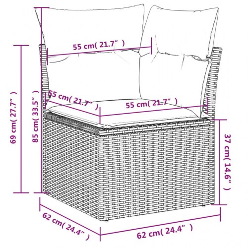 Sofasæt til haven 7 dele med hynder i polyrattan sort