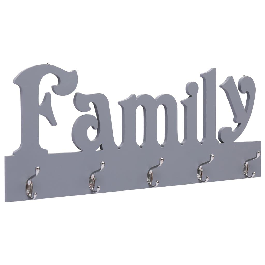 Vægophængt knagerække FAMILY 74 x 29,5 cm grå