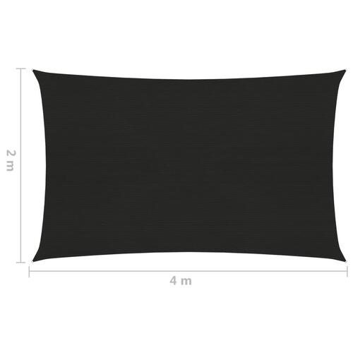 Solsejl 2x4 m 160 g/m² HDPE sort