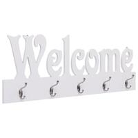Vægophængt knagerække WELCOME 74 x 29,5 cm hvid