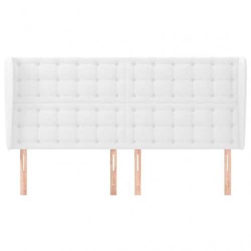 Sengegavl med kanter 163 x 23 x 118/128 cm - hvid