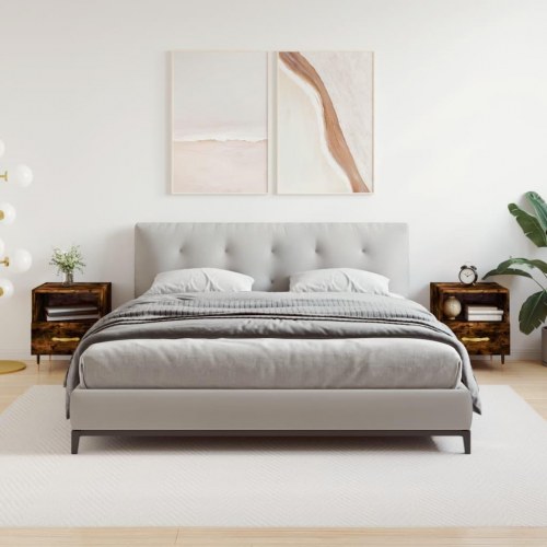Sengeborde 2 stk. - 40×35×47,5 cm i konstrueret træ, røget egetræ