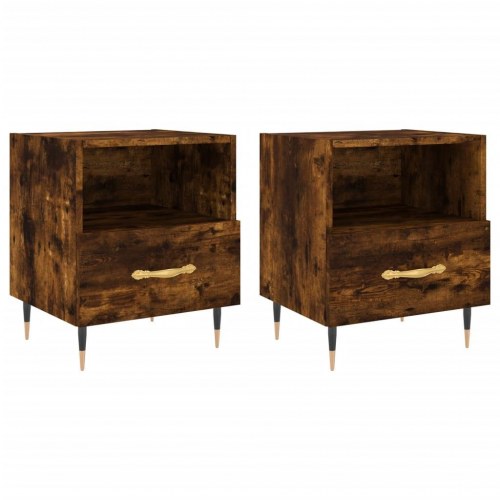 Sengeborde 2 stk. - 40×35×47,5 cm i konstrueret træ, røget egetræ