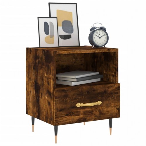 Sengeborde 2 stk. - 40×35×47,5 cm i konstrueret træ, røget egetræ