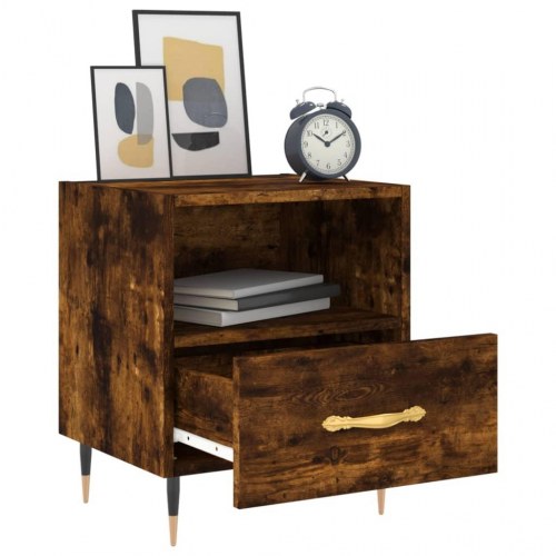 Sengeborde 2 stk. - 40×35×47,5 cm i konstrueret træ, røget egetræ
