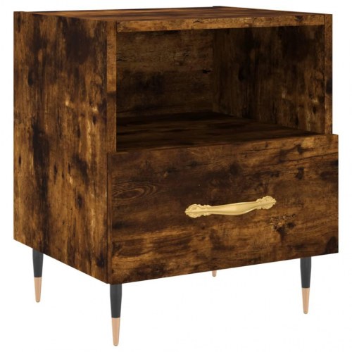 Sengeborde 2 stk. - 40×35×47,5 cm i konstrueret træ, røget egetræ