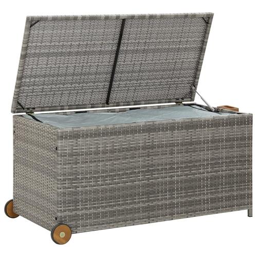 Opbevaringskasse til haven 120x65x61 cm polyrattan lysegrå
