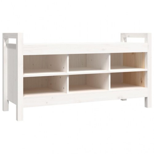Entrébænk 110x40x60 cm massivt fyrretræ Hvid