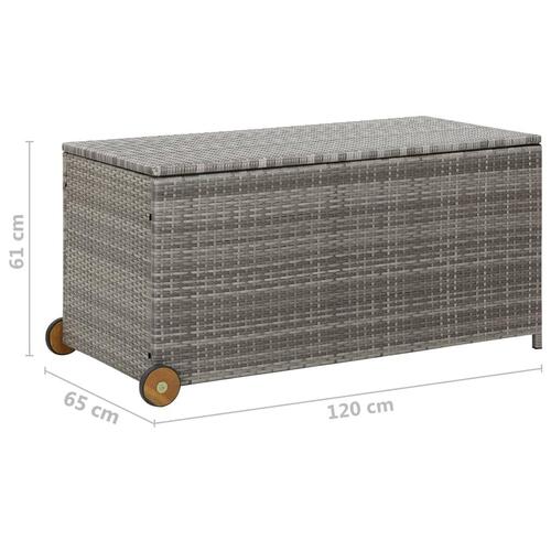 Opbevaringskasse til haven 120x65x61 cm polyrattan lysegrå