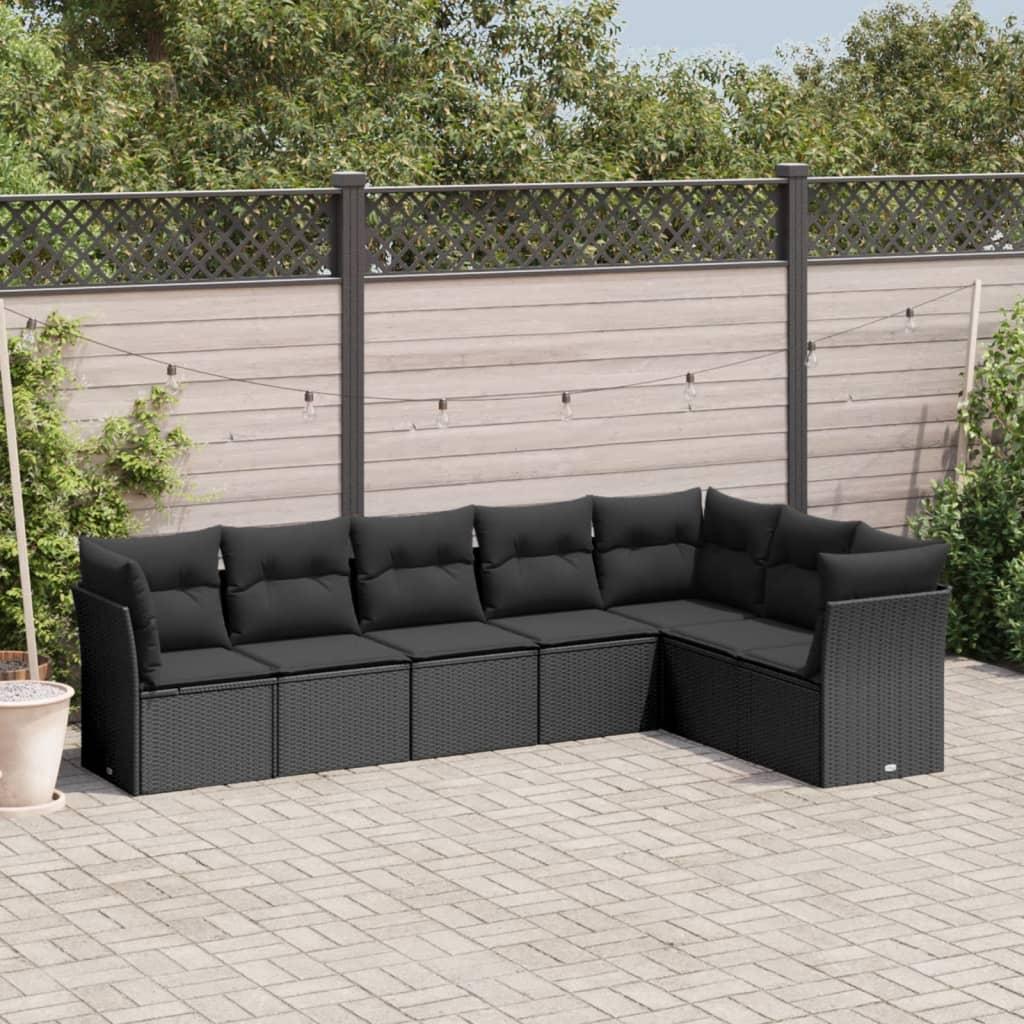 Sofasæt Til Haven 8 Dele Med Hynder Polyrattan - Sort / Uden bord