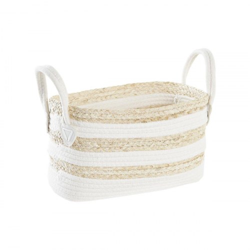 Opbevaringskurv - Hvid/Beige, naturlig fiber, 33 × 16 × 19 cm