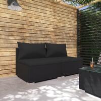 Loungesæt til haven 2 dele med hynder polyrattan sort
