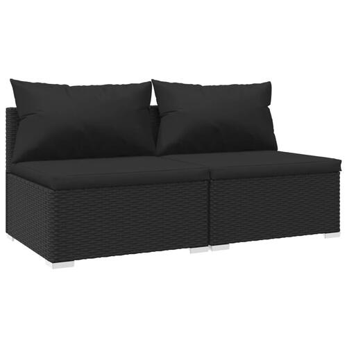 Loungesæt til haven 2 dele med hynder polyrattan sort