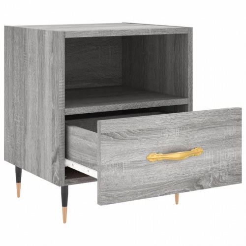 Sengeborde 2 stk. 40x35x47,5 cm konstrueret træ grå sonoma-eg